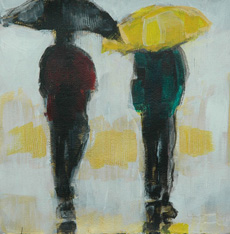 Black and Yellow Umbrellas